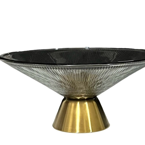 Crofton Centerpiece Bowl Smoked Gray Glass - Picture 2 of 8